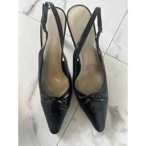 NWT, Black leather heeled shoes, size 9.5 M, by Worthington
